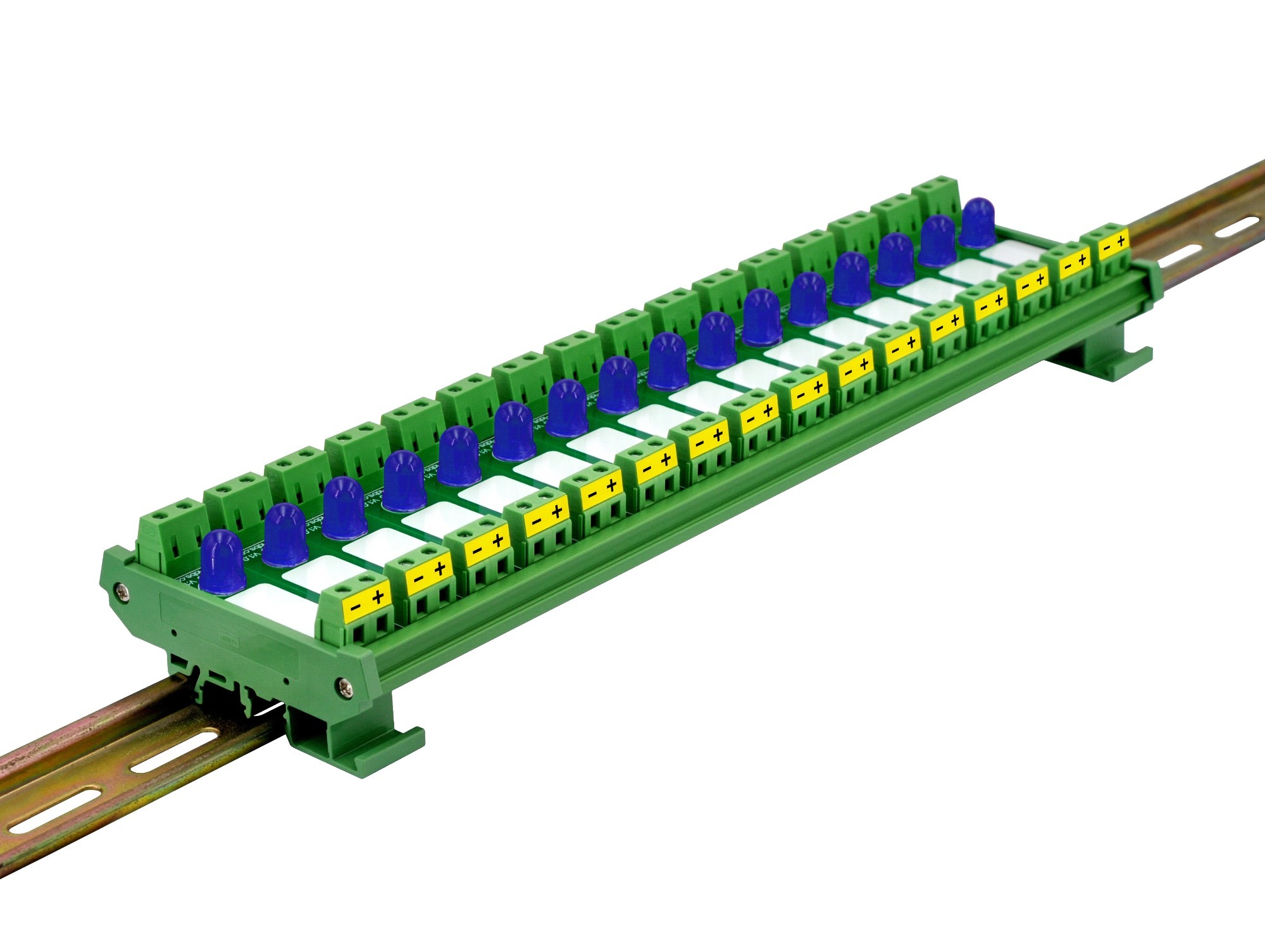 DIN Rail Mount DC 5-32V 16 Channel Blue 10mm LED Indicator Light Module