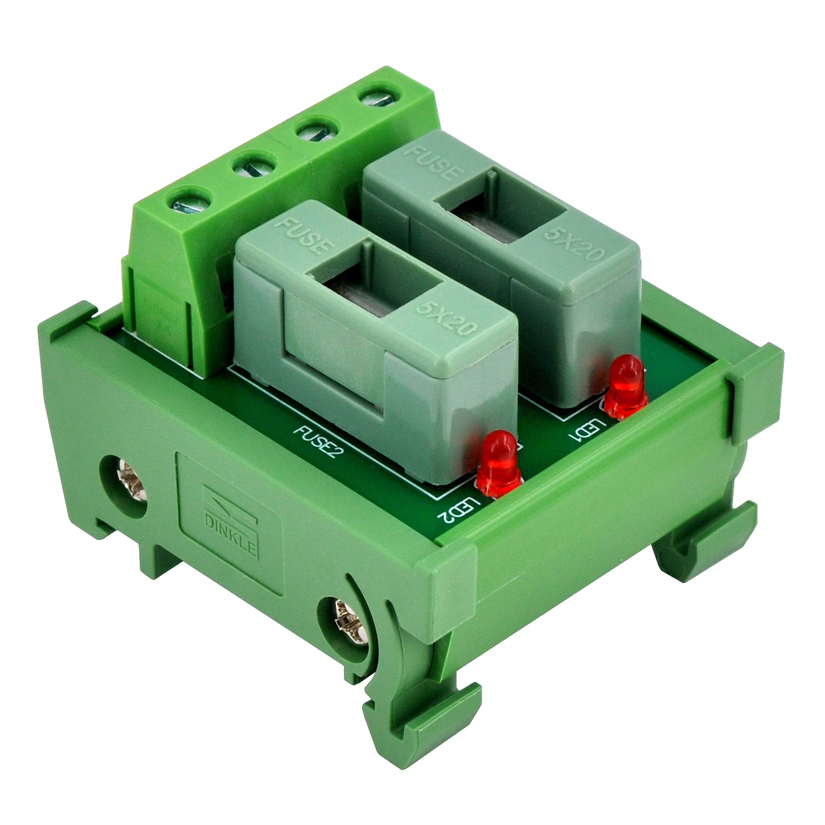 DIN Rail Mount AC 24 - 250V 2 Channel Fuse Module, OONO D-1637AT