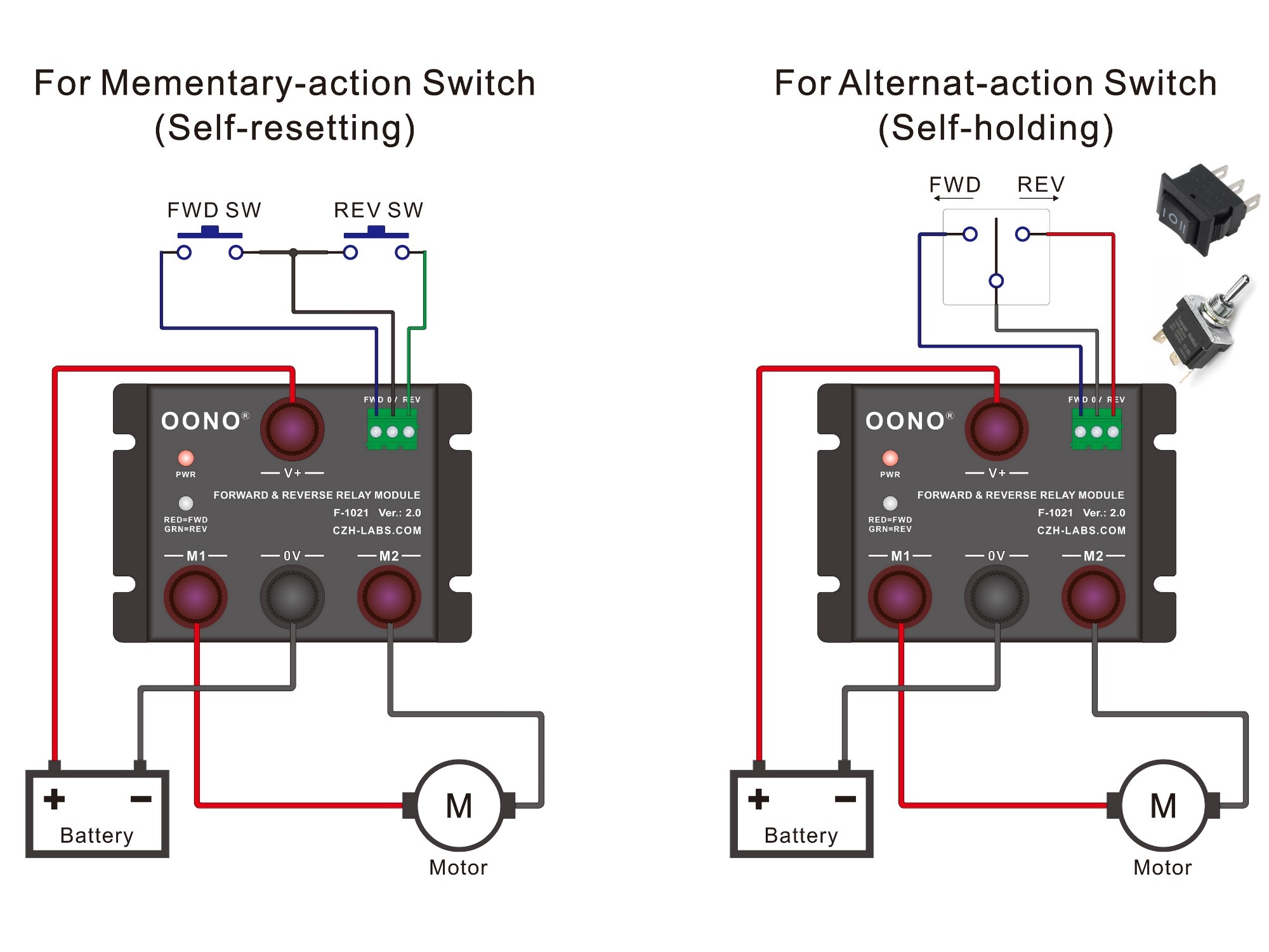 24V 50Amp Forward and Reverse Relay Module for Motor / Linear Actuator, Reversing Relay Module