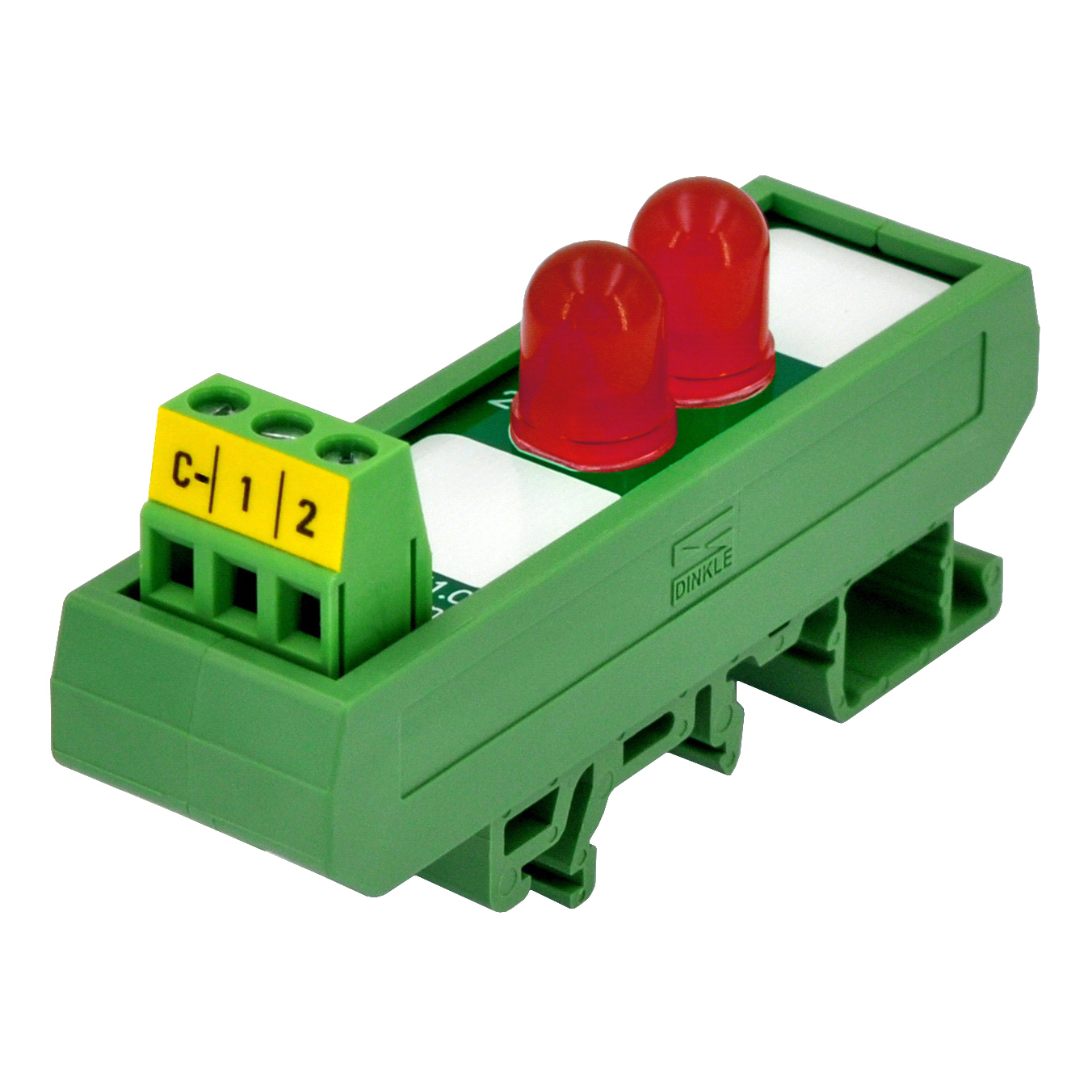 DIN Rail Mount DC 5-32V Common Negative 2 Red 10mm LED Indicator Light Module