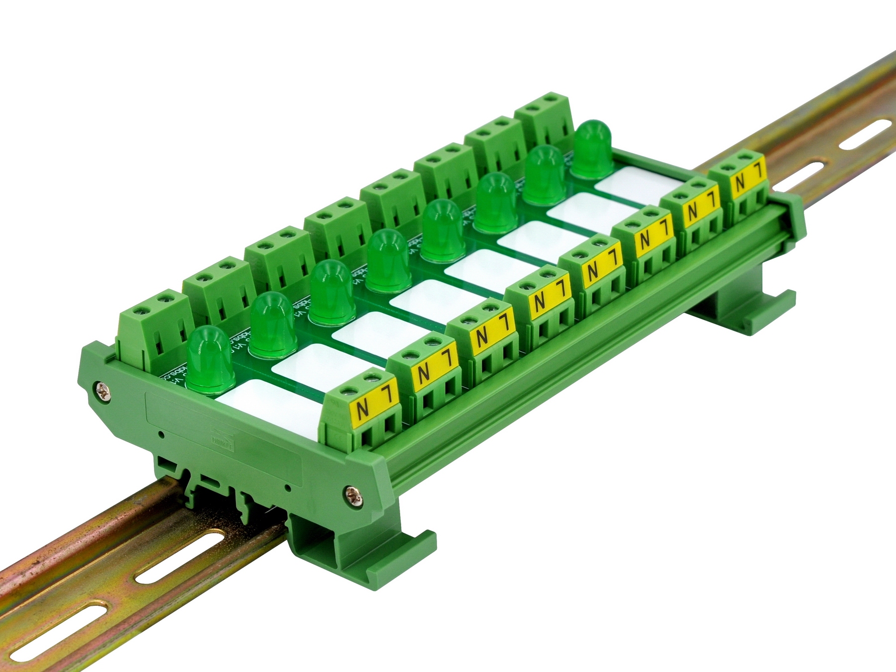 DIN Rail Mount AC 60-280V 8 Channel Green 10mm LED Indicator Light Module