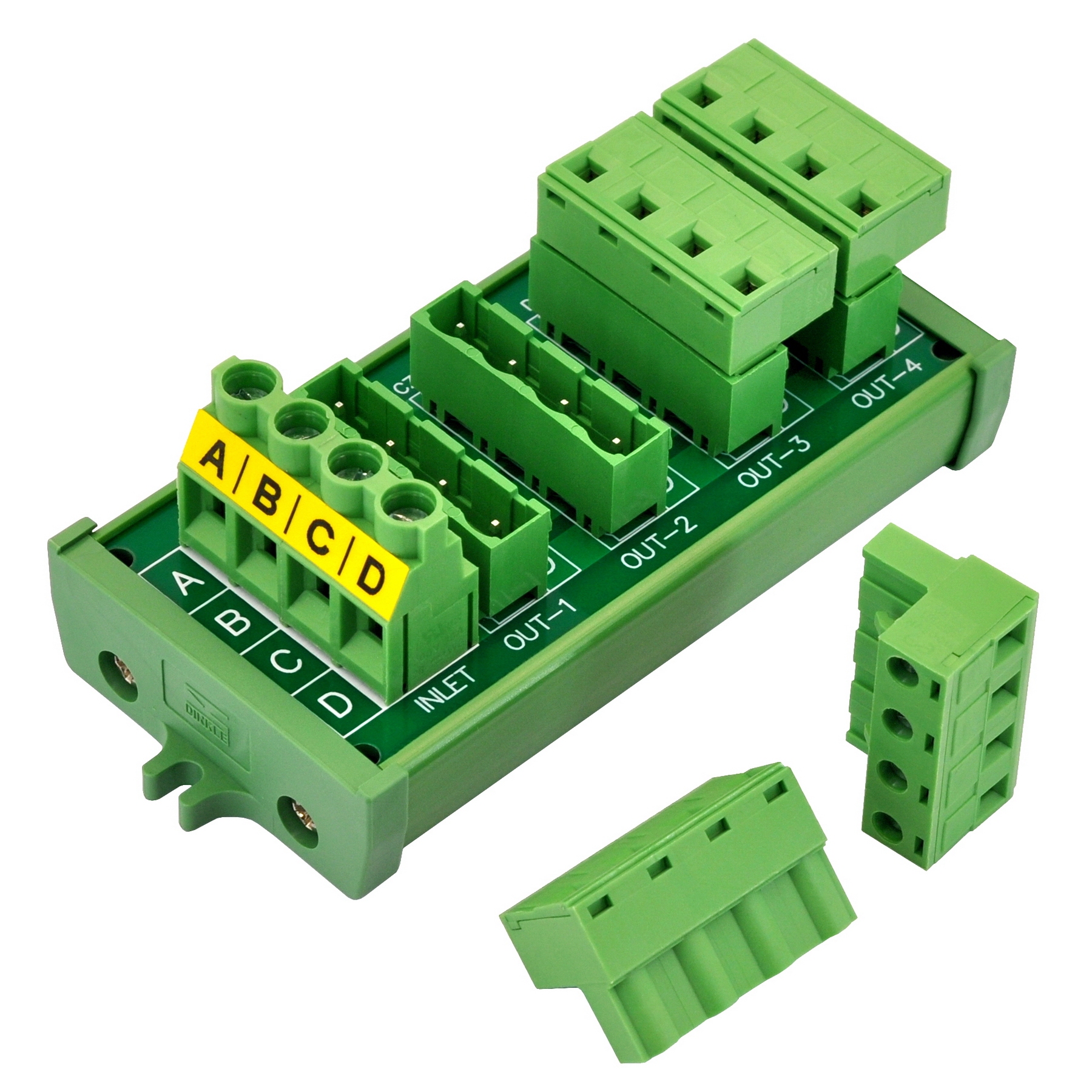 Screw Mount 30A/300V 4x4 Position Pluggable Terminal Block Distribution Module, OONO D-1554P