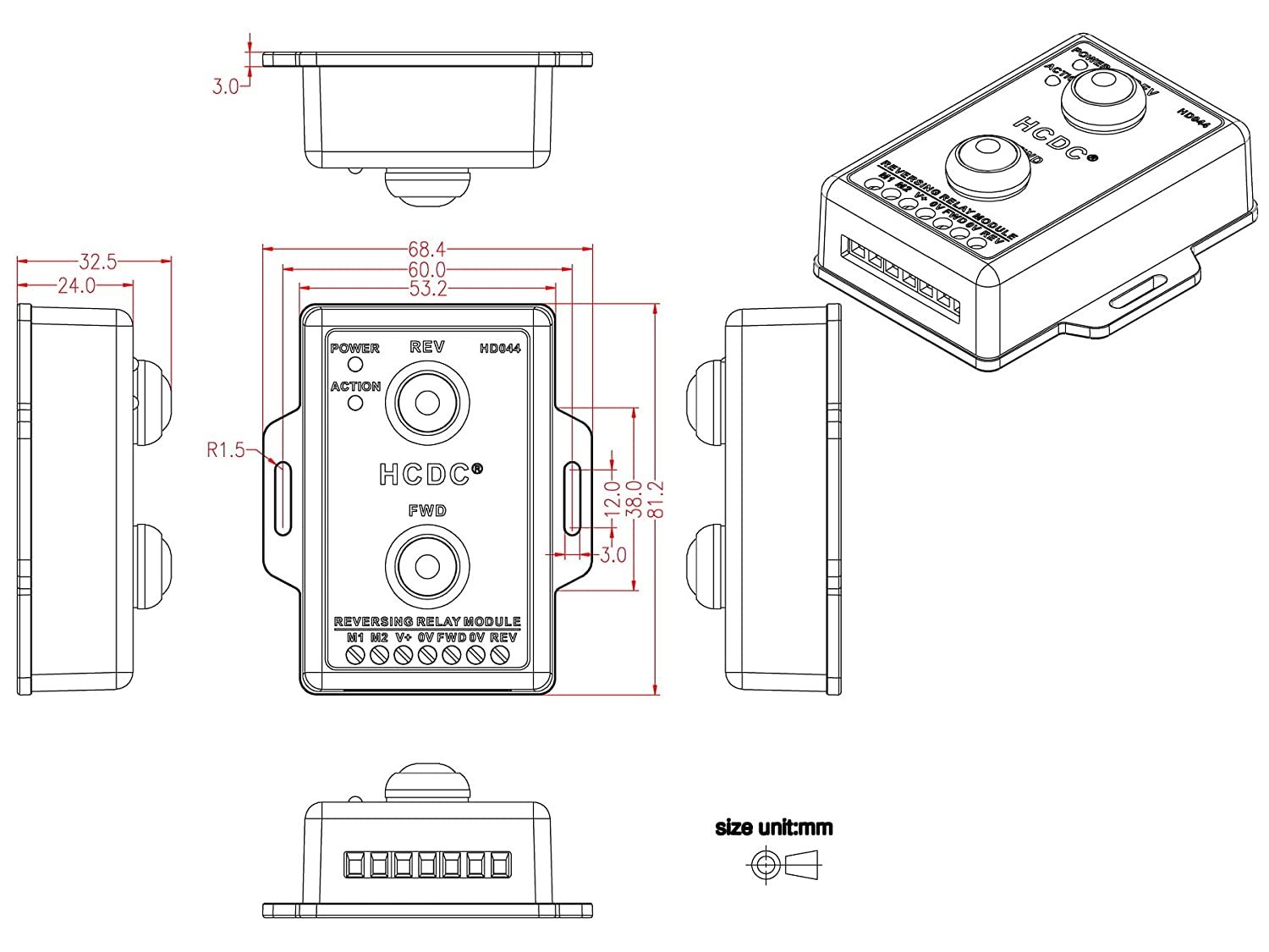 DC12V 10Amp Forward and Reverse Relay Module for Motor/Linear Actuator, Reversing Relay Module