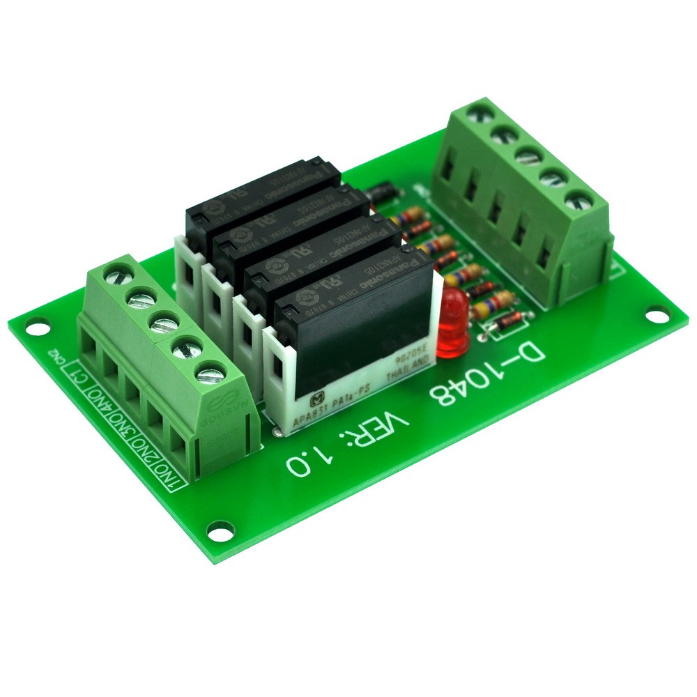 CZH-LABS Slim Panel Mount DC5V Sink/NPN 4 SPST-NO 5A Power Relay Module, APAN3105