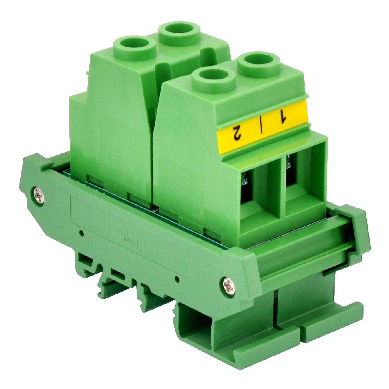 DIN Rail Mount 90Amp 600V 2 Position Screw Terminal Block Distribution Module