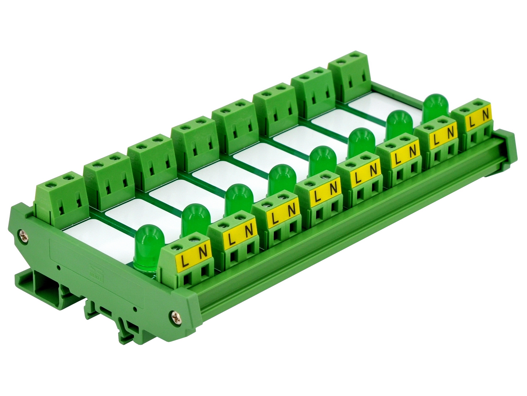 DIN Rail Mount AC 60-280V 8 Channel Green 10mm LED Indicator Light Module