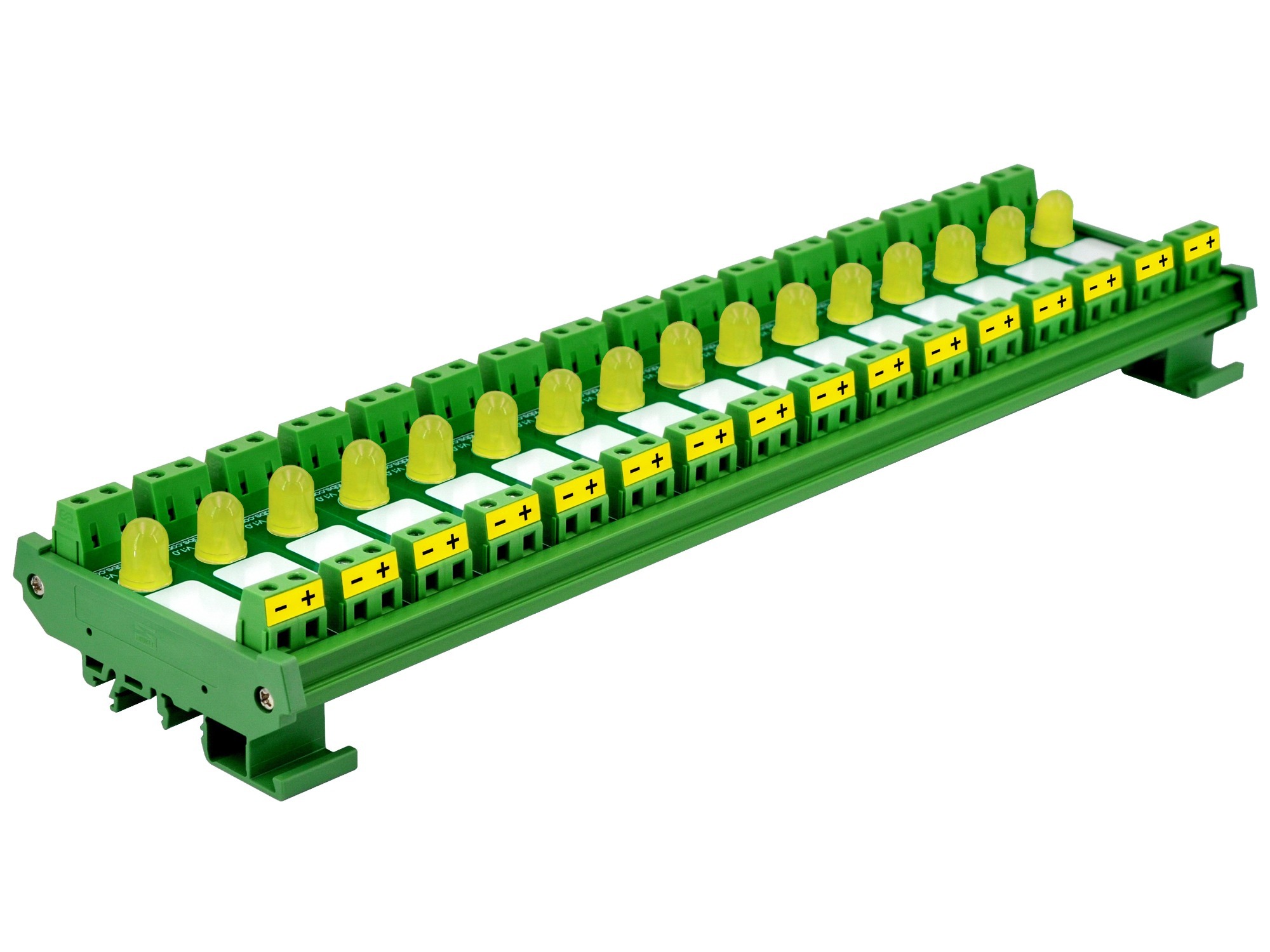 DIN Rail Mount DC 5-32V 16 Channel Yellow 10mm LED Indicator Light Module