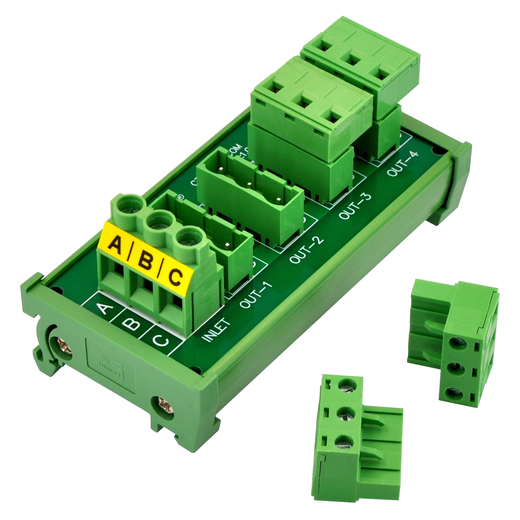DIN Rail Mount 30A/300V 4x3 Position Pluggable Terminal Block Distribution Module, OONO D-1553T