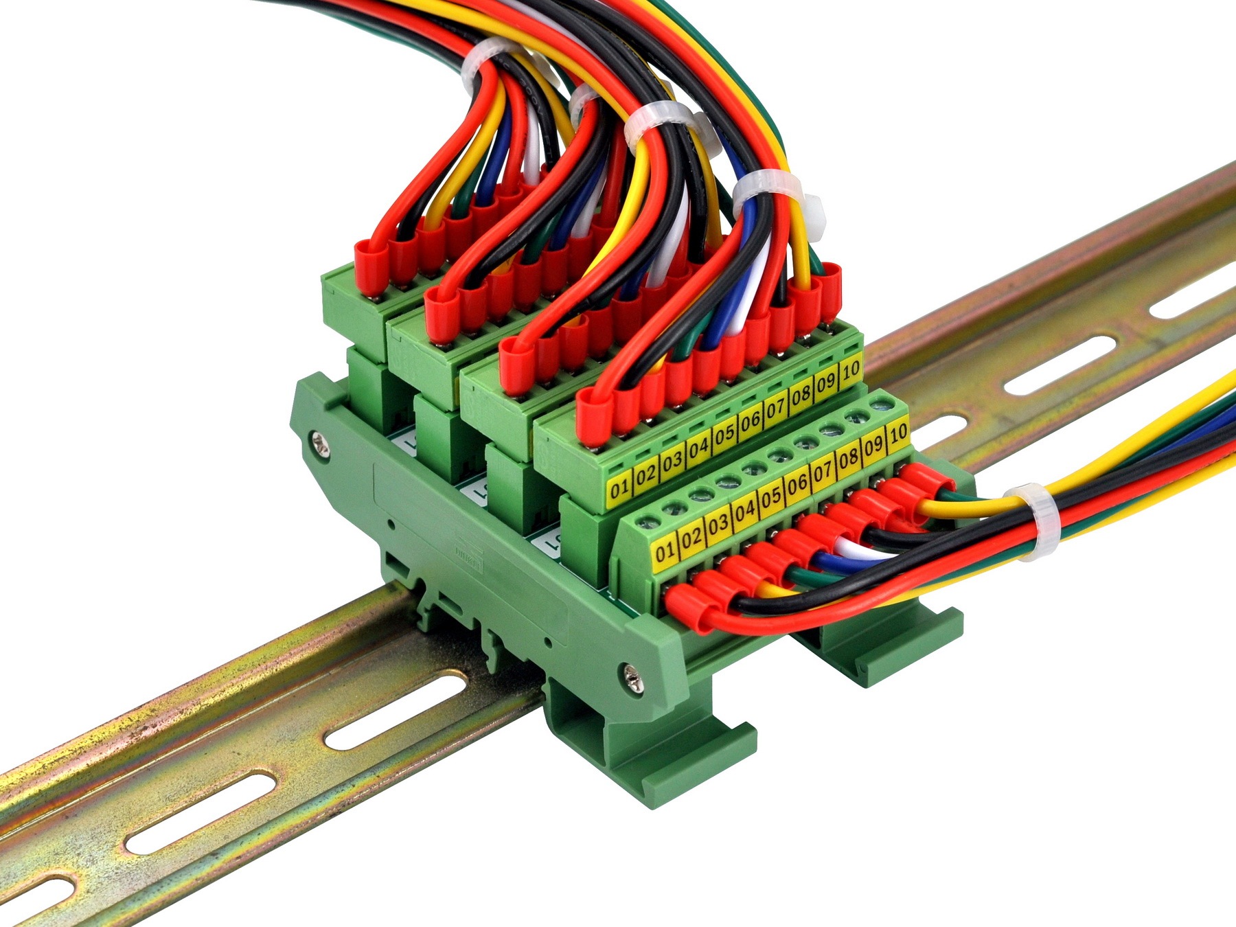 Slim DIN Rail Mount 10A/300V 5x10 Position Pluggable Screw Terminal Block Distribution Module
