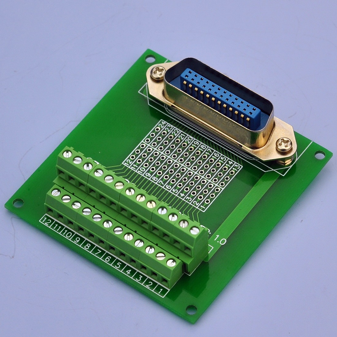 CZH-LABS 24-Pin 0.085" Centronics Vertical Male Ribbon Connector Screw Terminal Block Breakout Board.