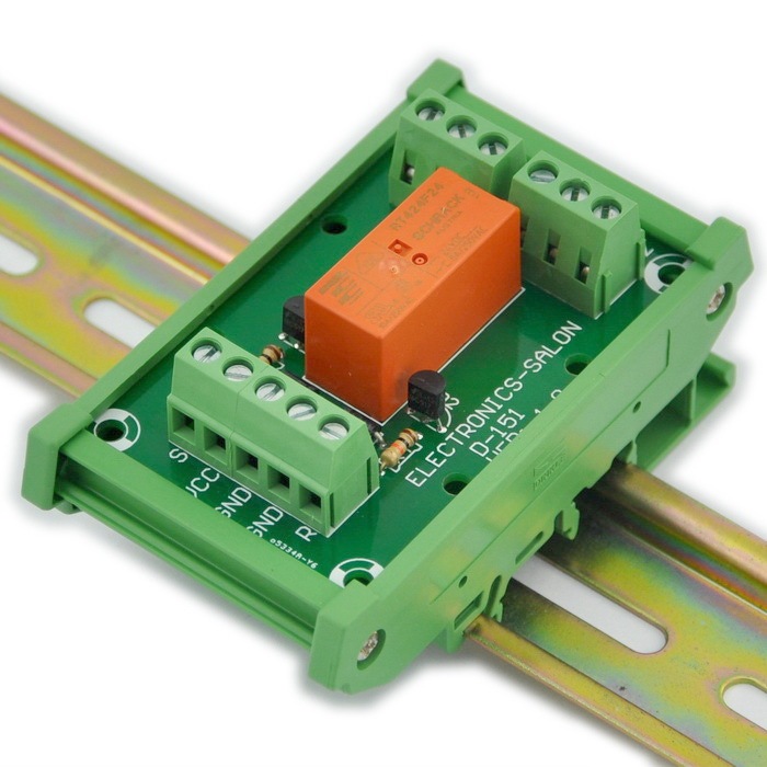 ELECTRONICS-SALON Bistable DPDT 8 Amp Relay Module, DC24V Coil, with DIN Rail Carrier Housing