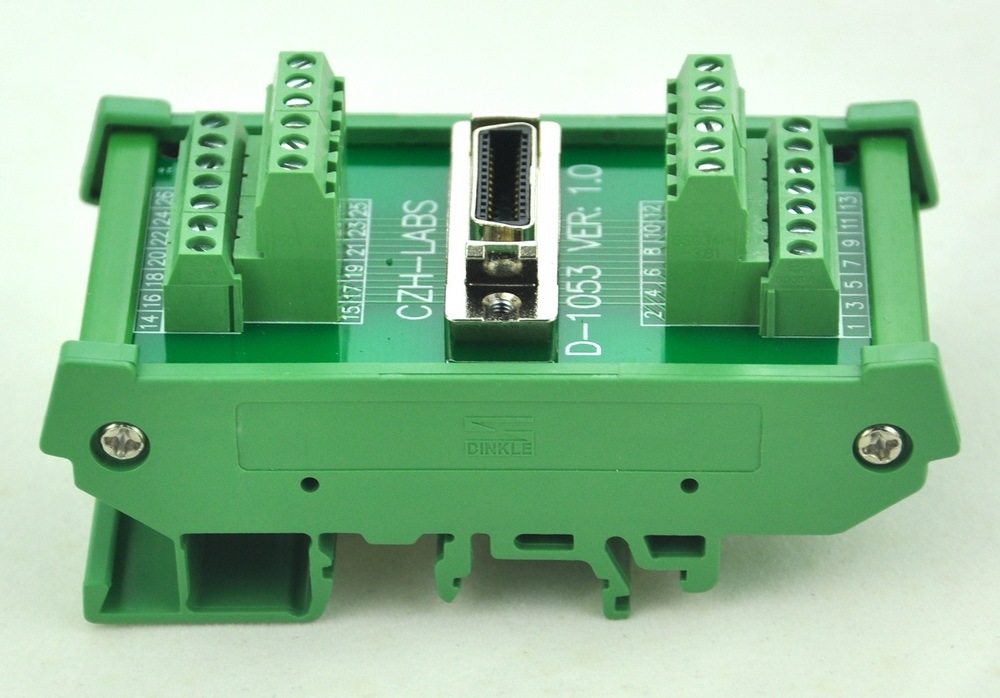 CZH-LABS DIN Rail Mount 26-pin 0.05" Mini D Ribbon/MDR Female Interface Module, SCSI.