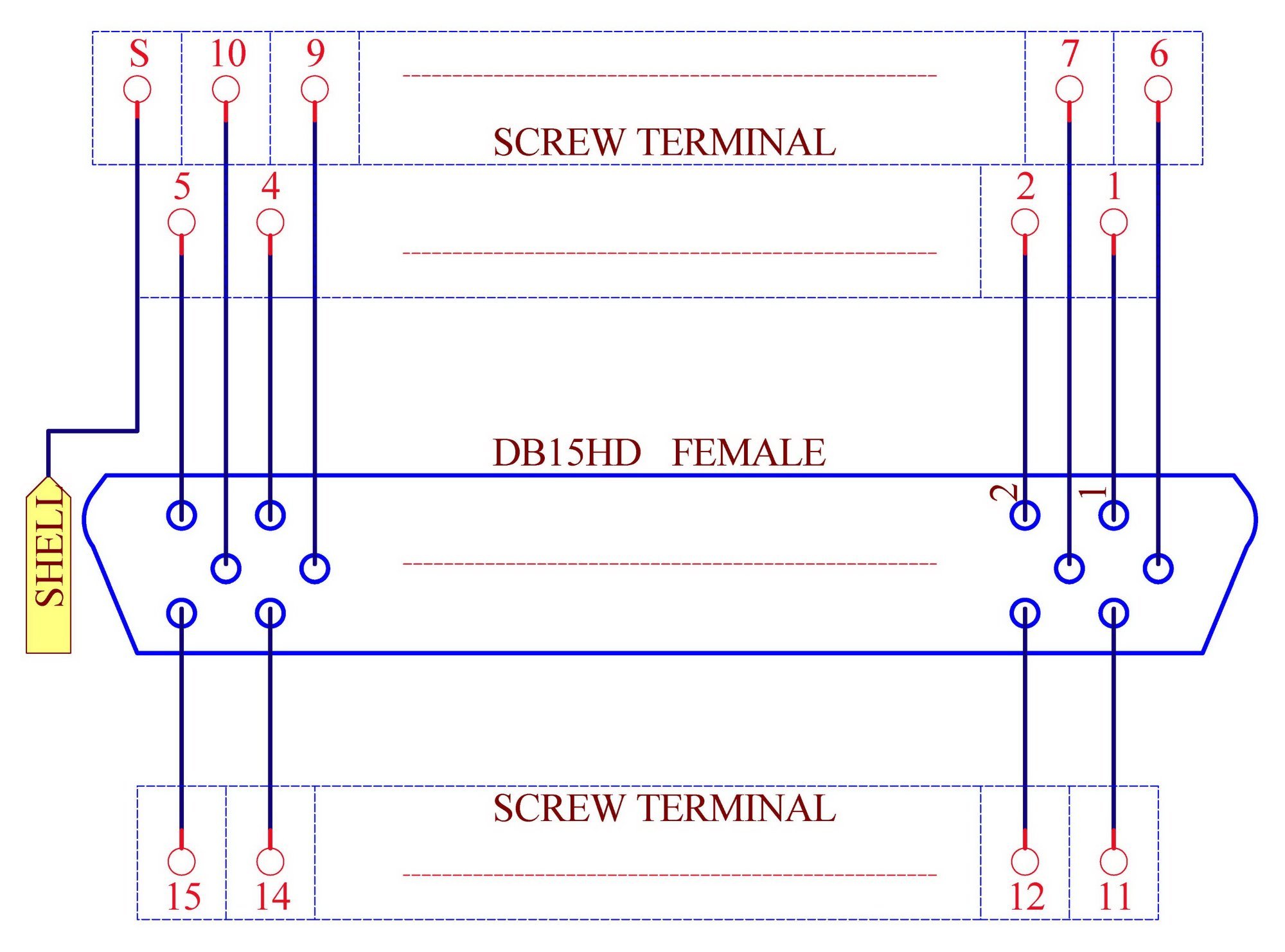 ELECTRONICS-SALON D-SUB DB15HD Female Header Breakout Board, DSUB.