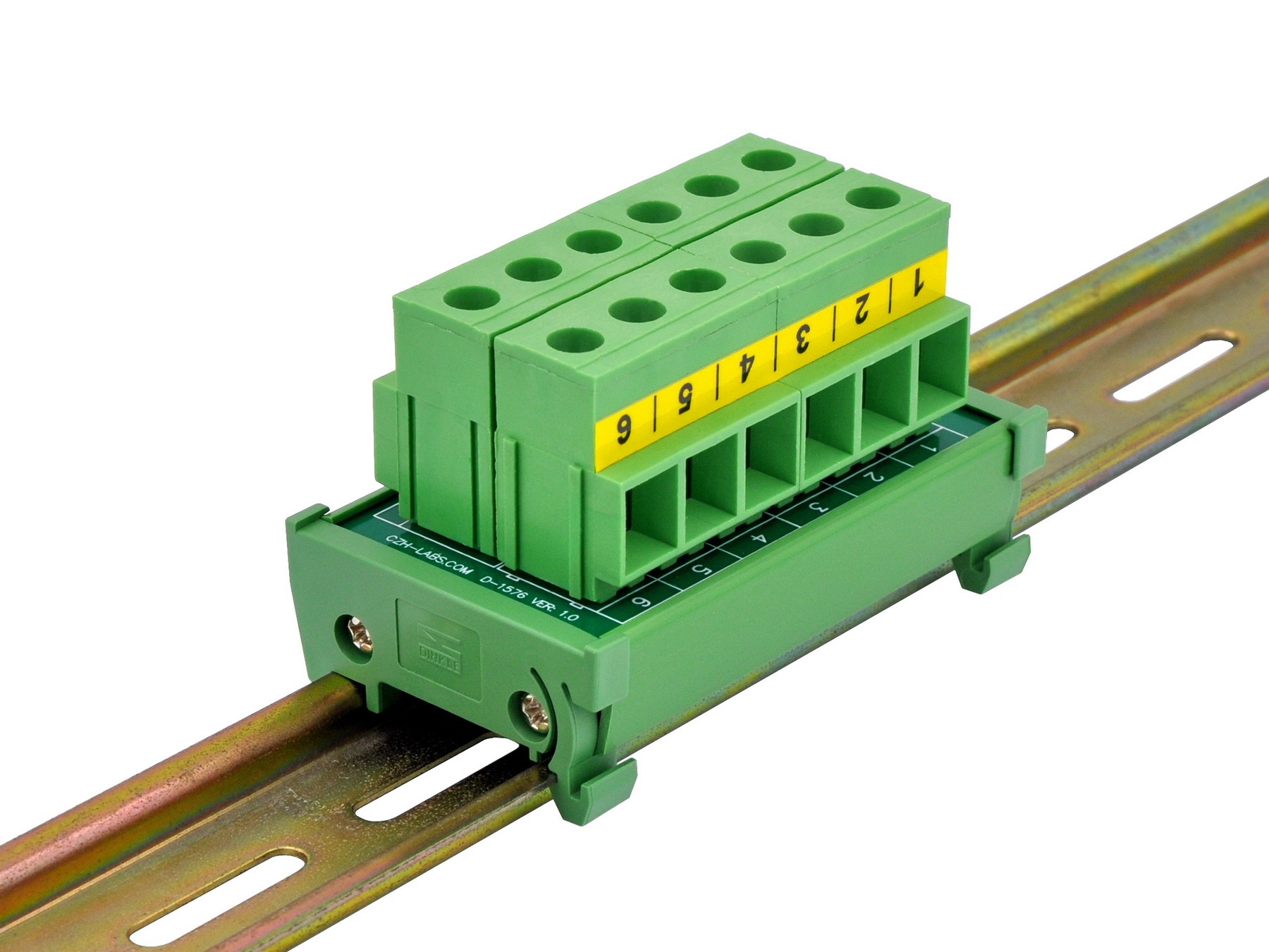 DIN Rail Mount 52Amp 300V 6 Position Screw Terminal Block Distribution Module