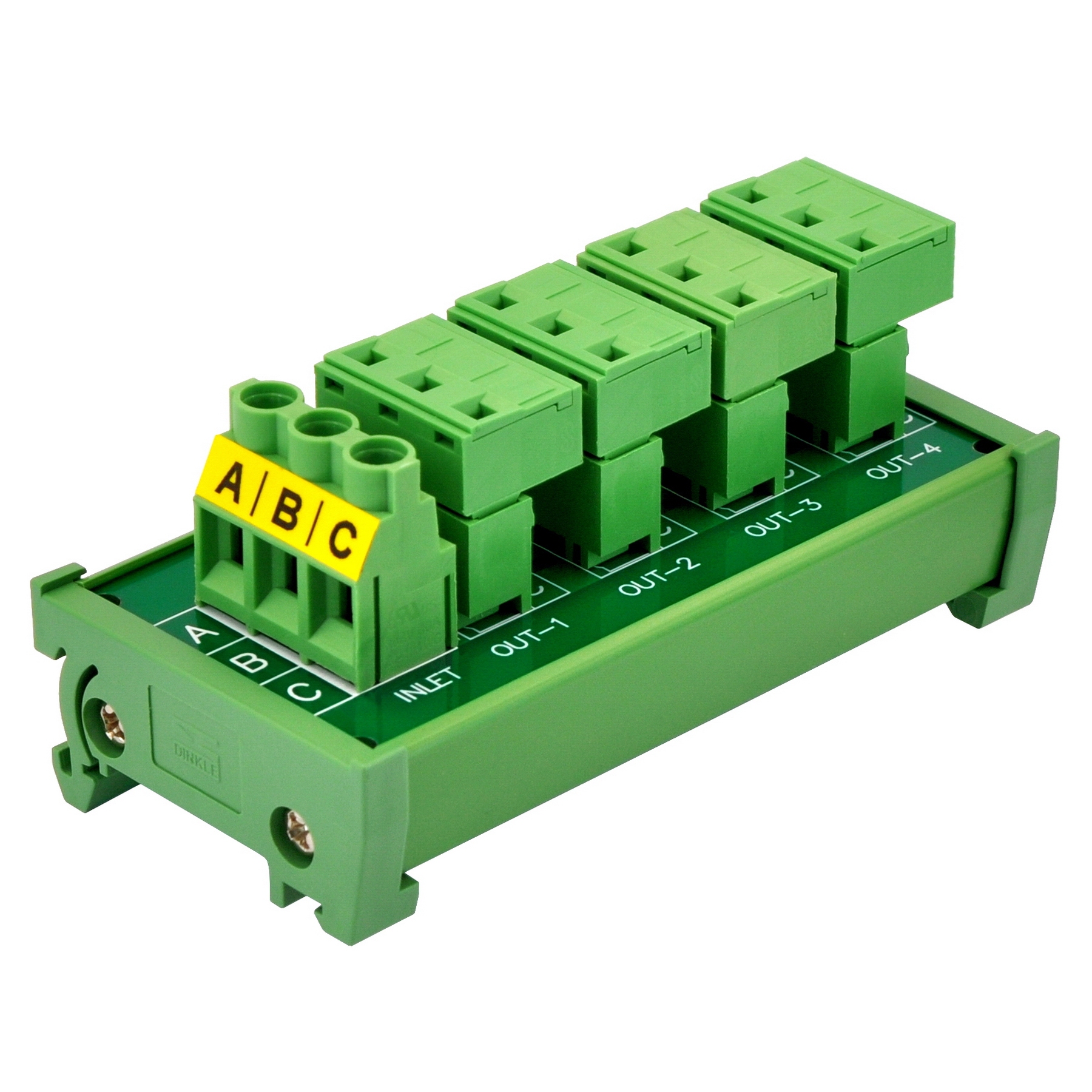 DIN Rail Mount 30A/300V 4x3 Position Pluggable Terminal Block Distribution Module, OONO D-1553T