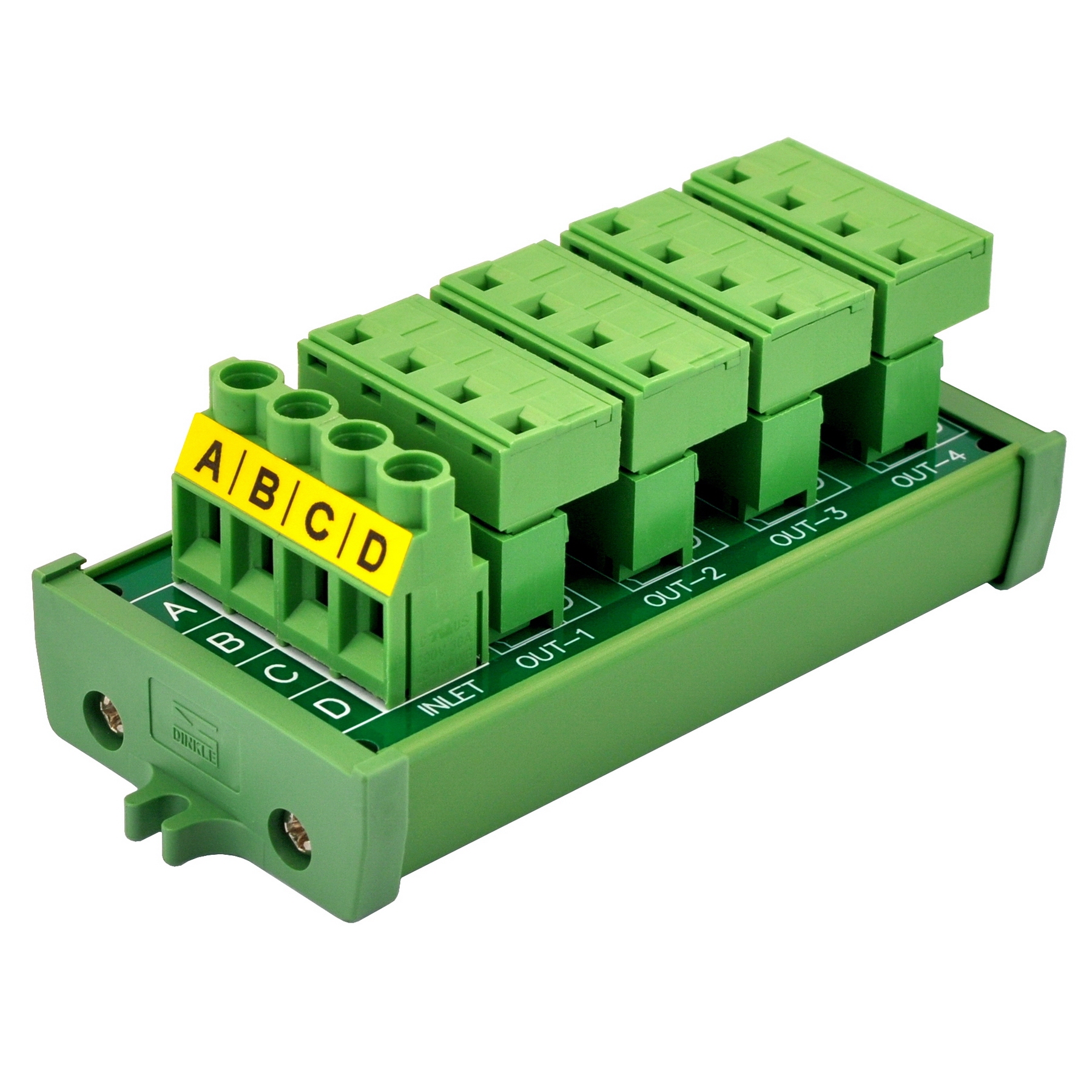 Screw Mount 30A/300V 4x4 Position Pluggable Terminal Block Distribution Module, OONO D-1554P