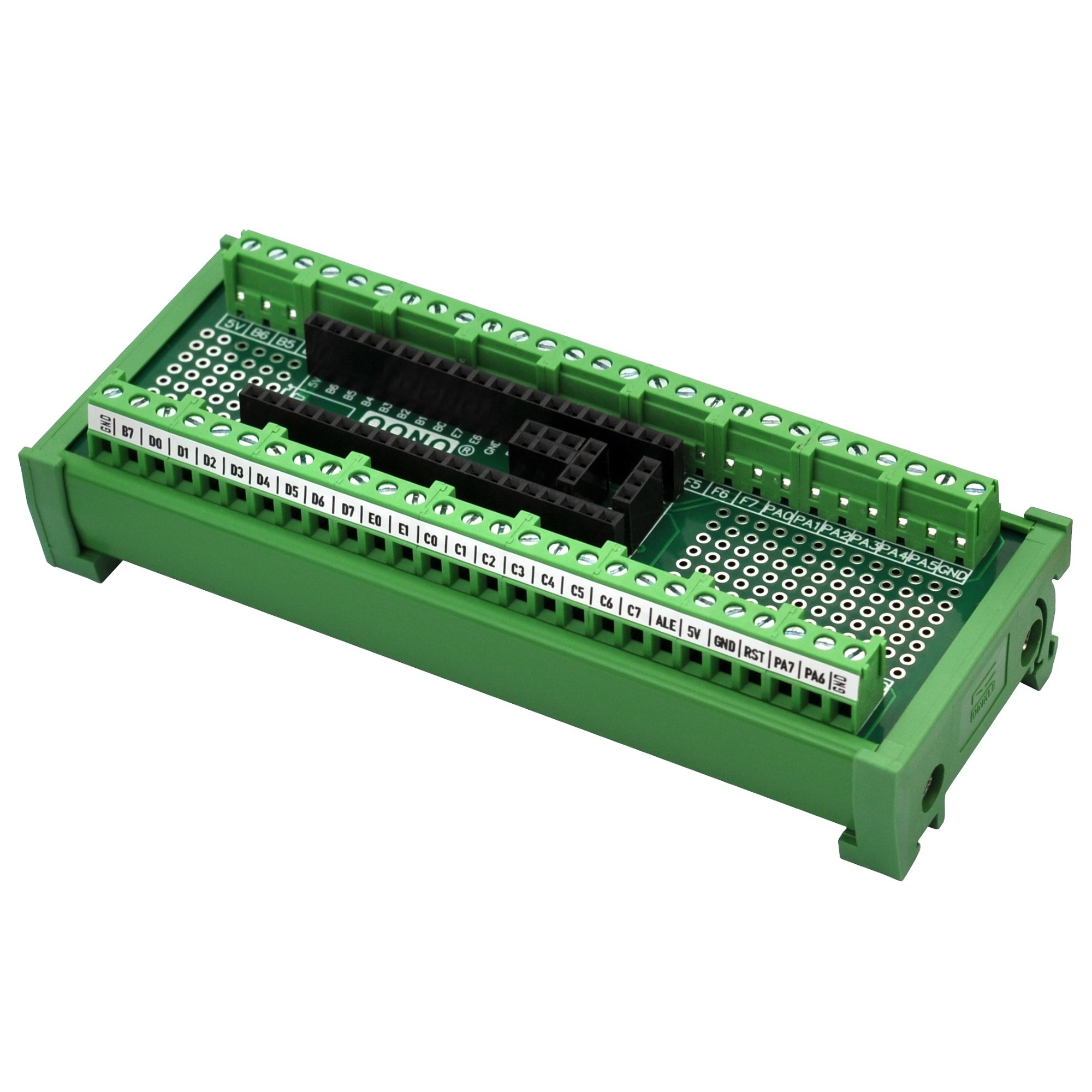 Terminal Block Breakout Board Module for Teensy++ 2.0, DIN Rail Mount Version