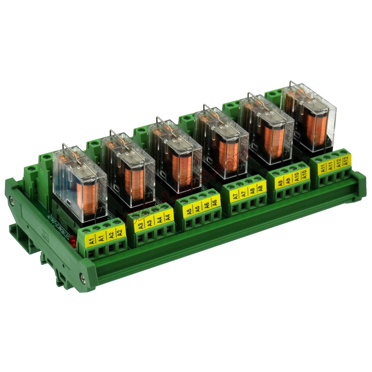DIN Rail Mount AC/DC 12V Control 6 DPDT 5Amp Pluggable Power Relay Interface Module.