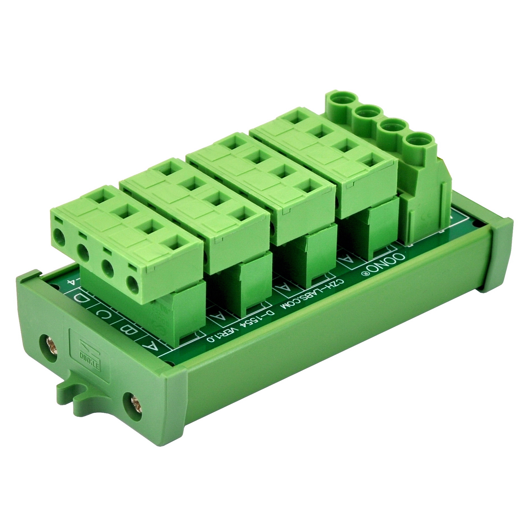 Screw Mount 30A/300V 4x4 Position Pluggable Terminal Block Distribution Module, OONO D-1554P