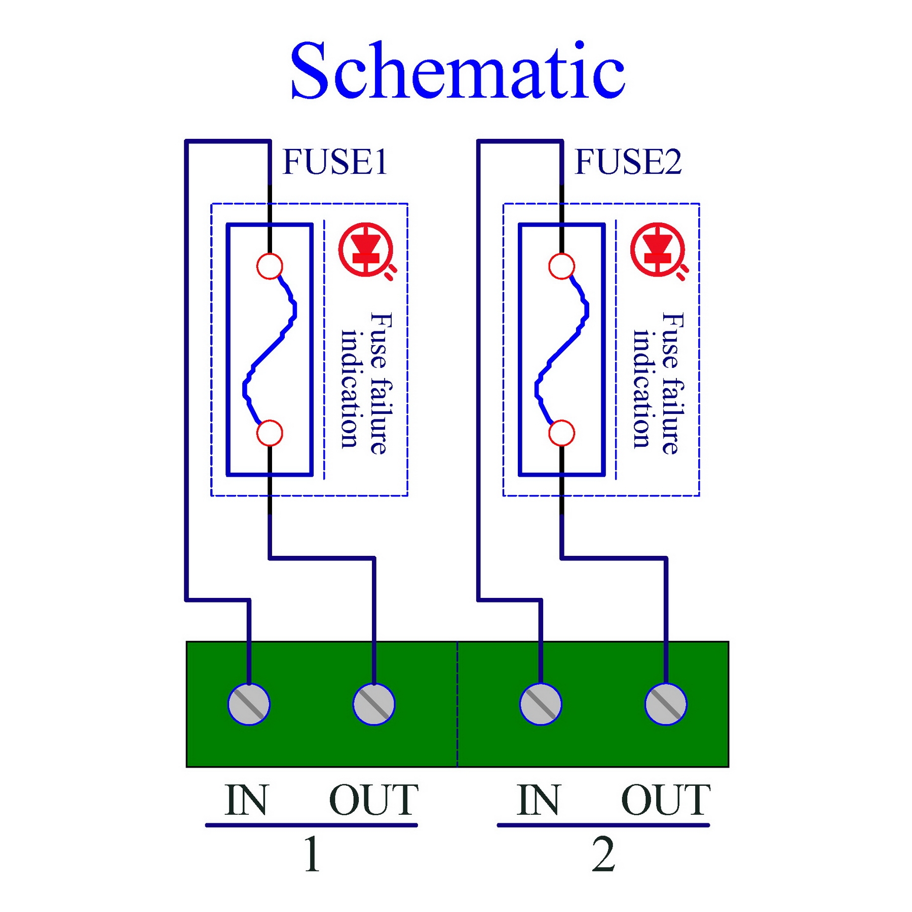 DIN Rail Mount AC 24 - 250V 2 Channel Fuse Module, OONO D-1637AT