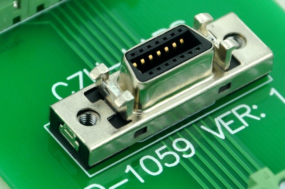 CZH-LABS DIN Rail Mount 14-pin 0.05" Mini D Ribbon/MDR Female Interface Module, SCSI.