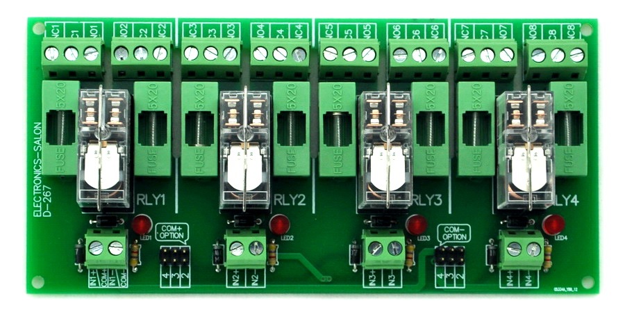 ELECTRONICS-SALON DIN Rail Mount Fused 4 DPDT 5A Power Relay Interface Module, G2R-2 12V DC Relay