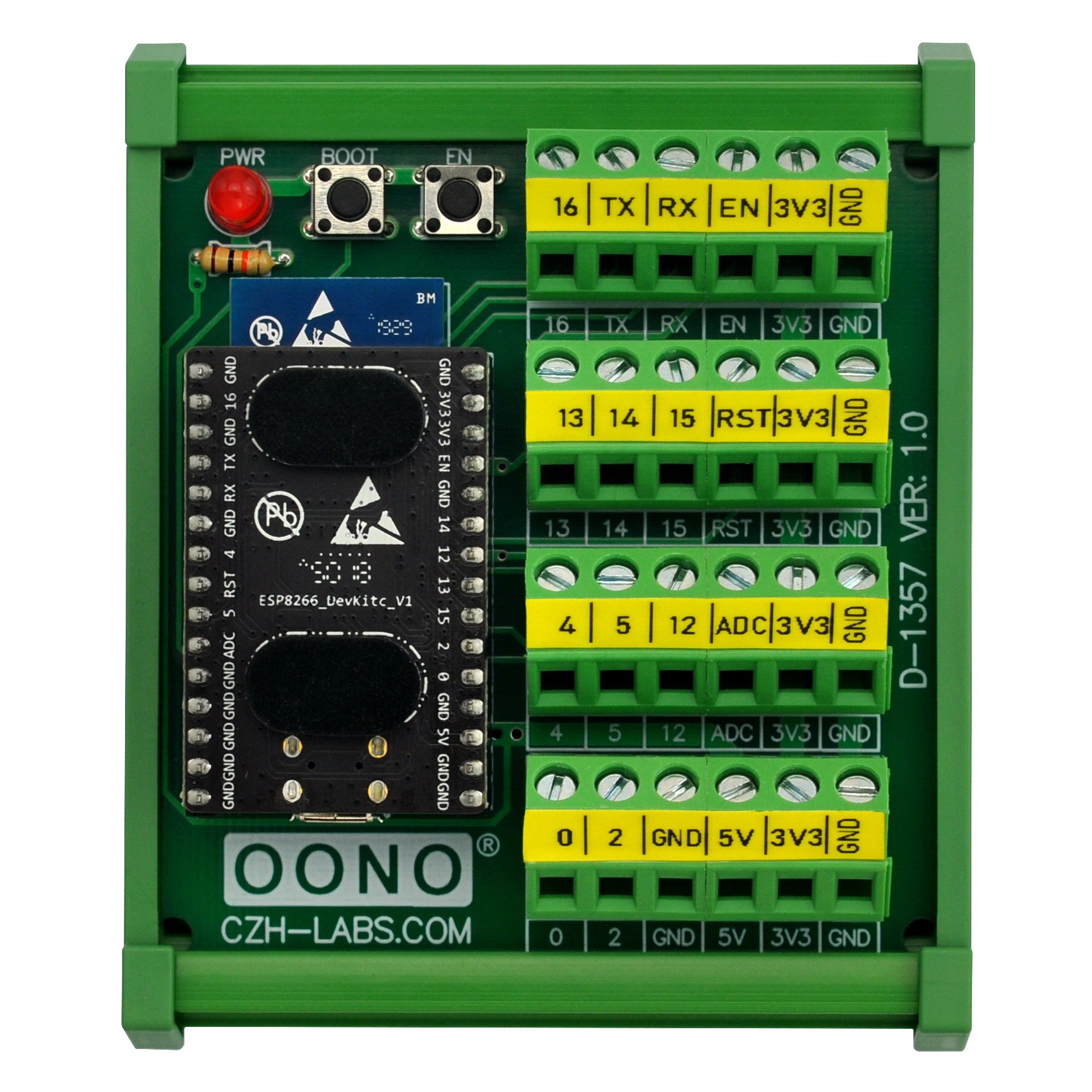 DIN Rail Mount Screw Terminal Block Breakout Module Board for ESP8266-DevKitC