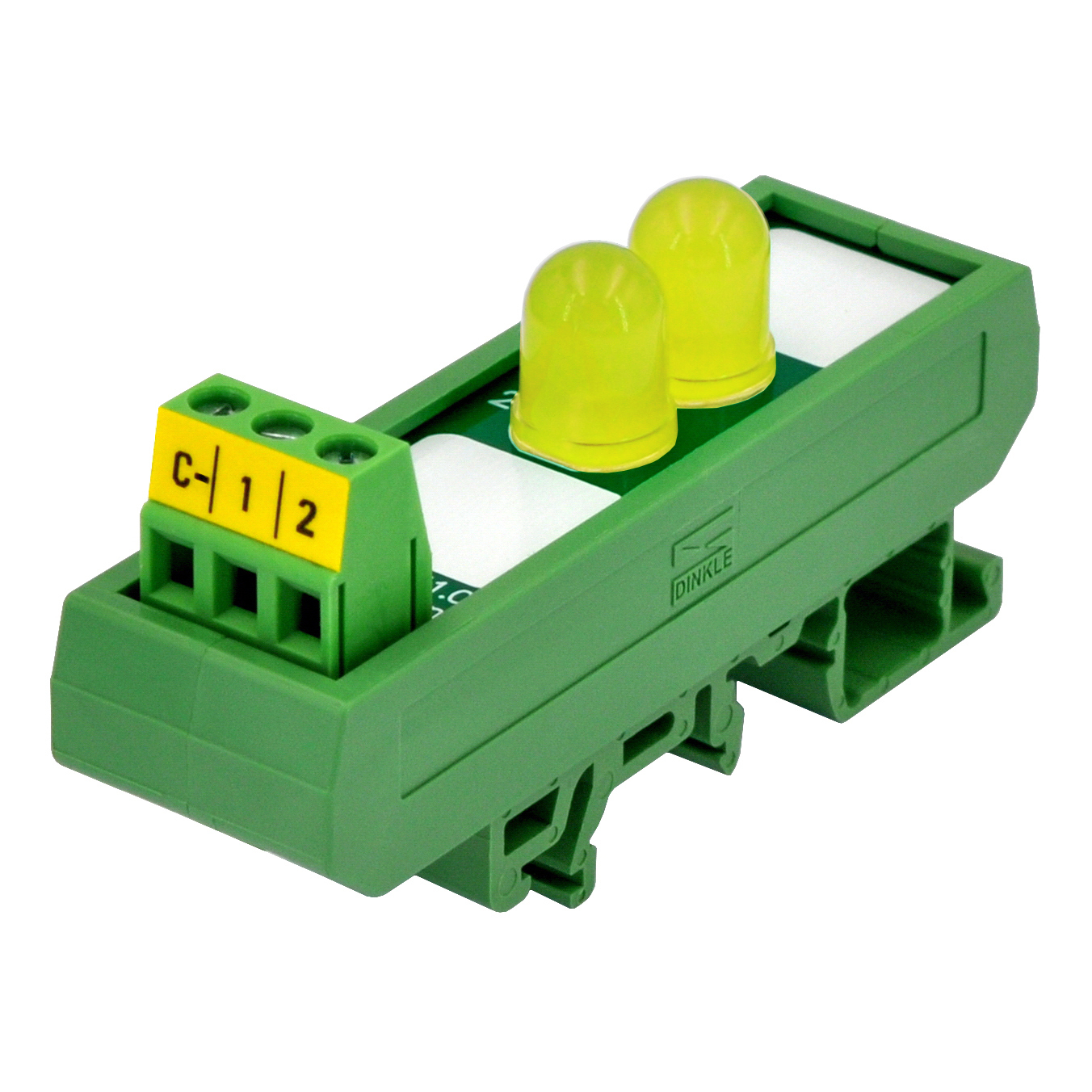 DIN Rail Mount DC 5-32V Common Negative 2 Yellow 10mm LED Indicator Light Module