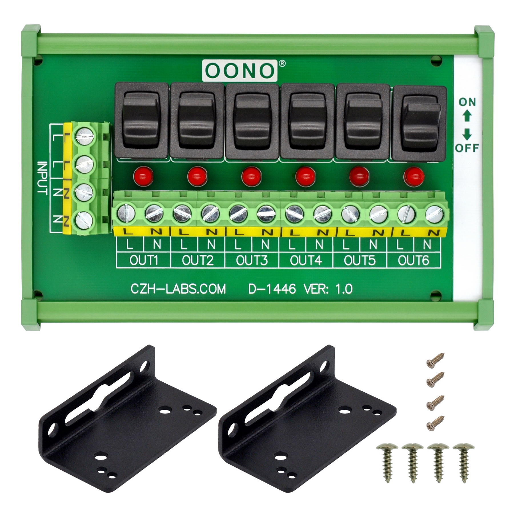 Wall Mount 6 Channel Paddle Rocker Switch AC 115V 230V Power Distribution Strip Module