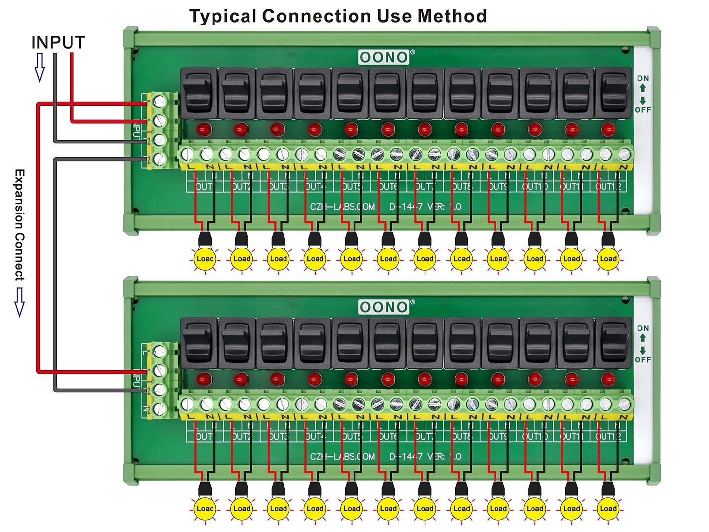 Wall Mount 12 Channel Paddle Rocker Switch AC 115V 230V Power Distribution Strip Module