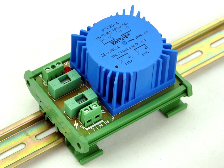 CZH P 230VAC, S 36VAC, 25VA DIN Rail Mount Toroidal Power Transformer Module.