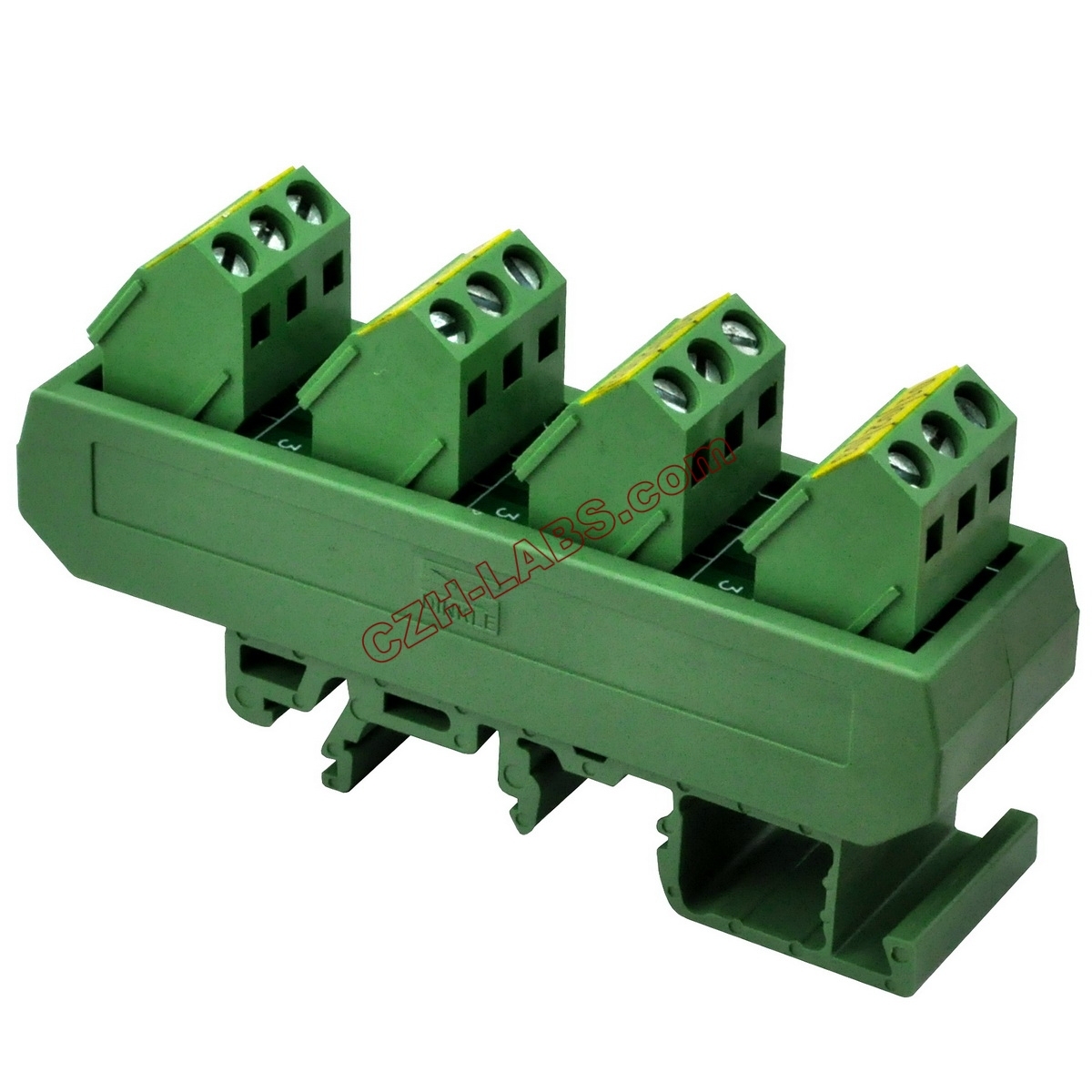 Slim DIN Rail Mount 16A/300V 4x3 Position Screw Terminal Block Distribution Module.