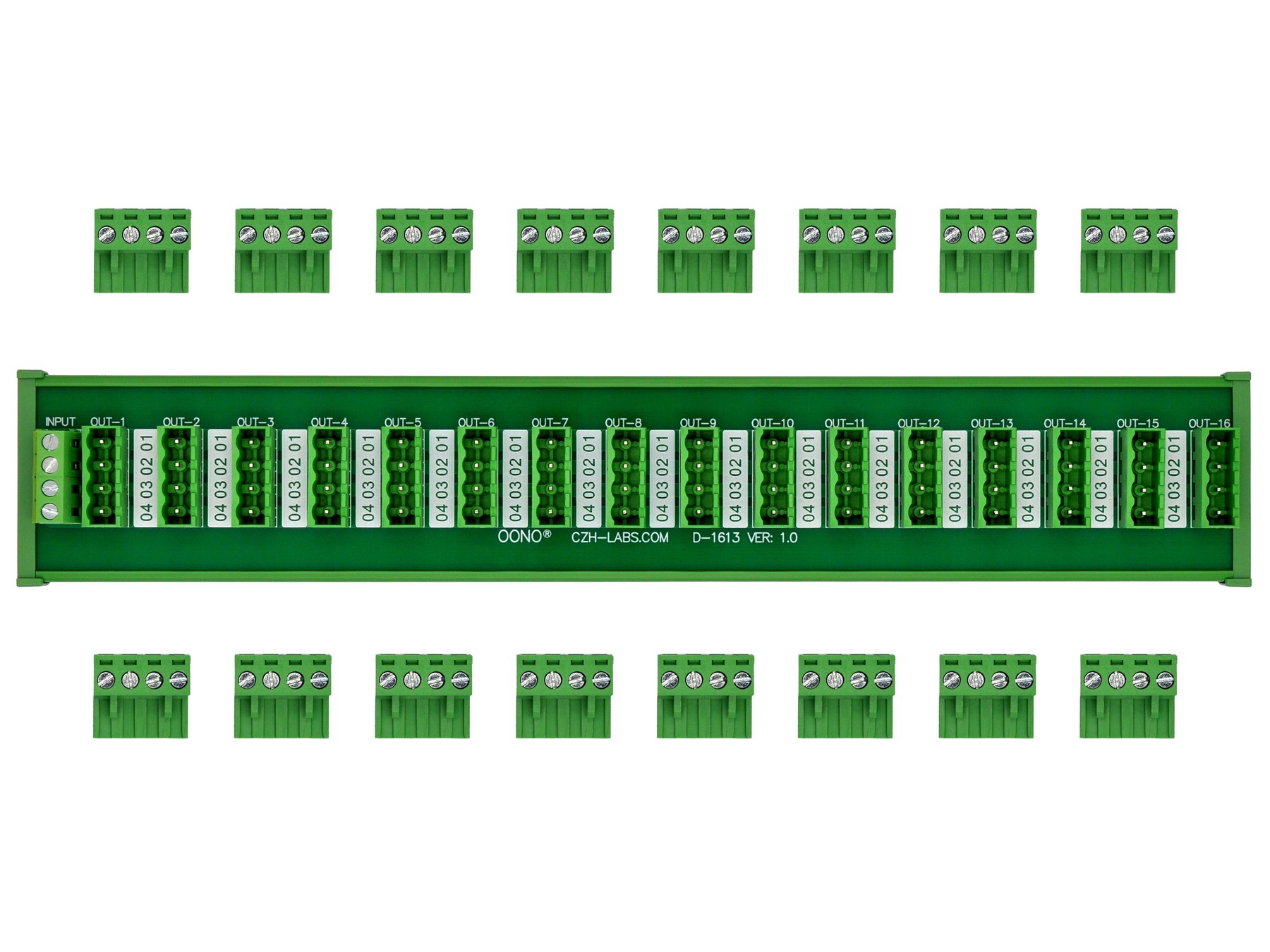 DIN Rail Mount 10A/300V 16x4 Pole Pluggable Screw Terminal Block Distribution Module
