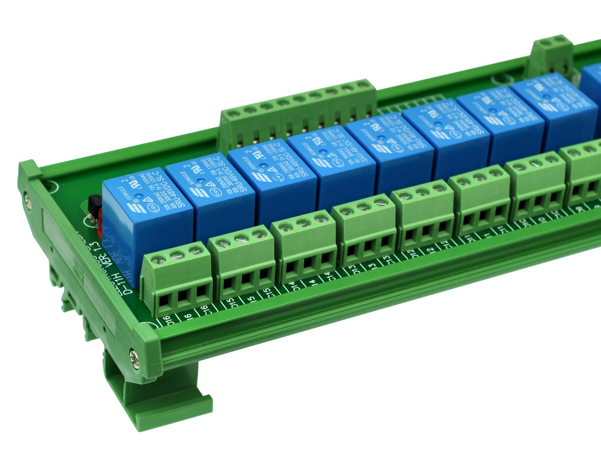 ELECTRONICS-SALON DIN Rail Mount 16 SPDT Power Relay Interface Module, 10A Relay, 48V Coil.