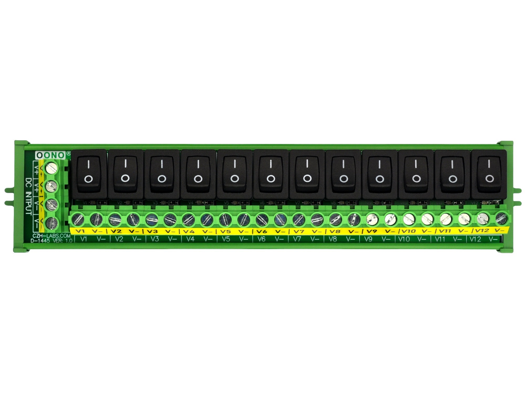 Screw Mount 12 Channel Rocker Switch DC Power Distribution Strip Module