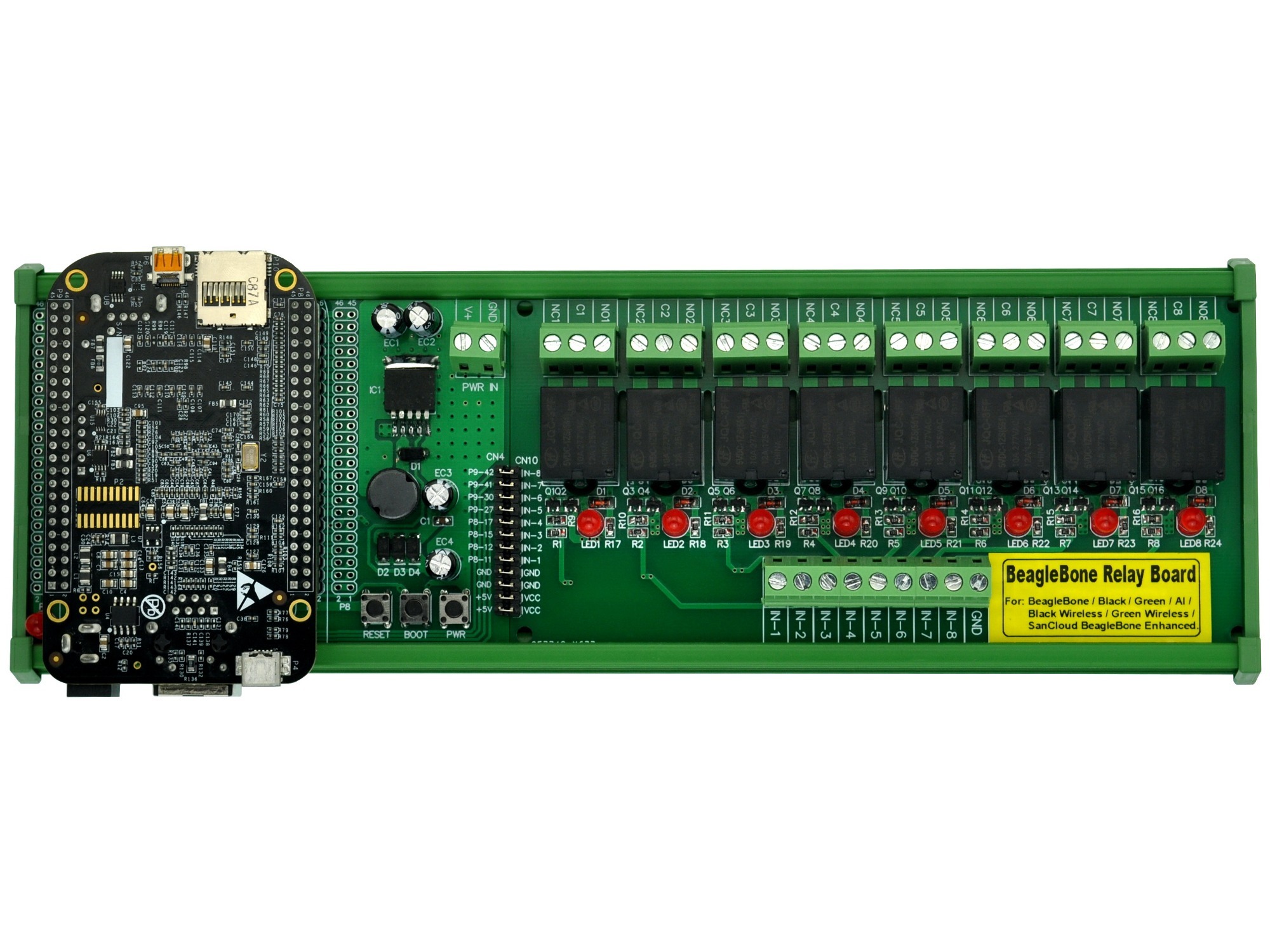 DIN Rail Mount 8 SPDT IoT Power Relay Module for BeagleBone Black