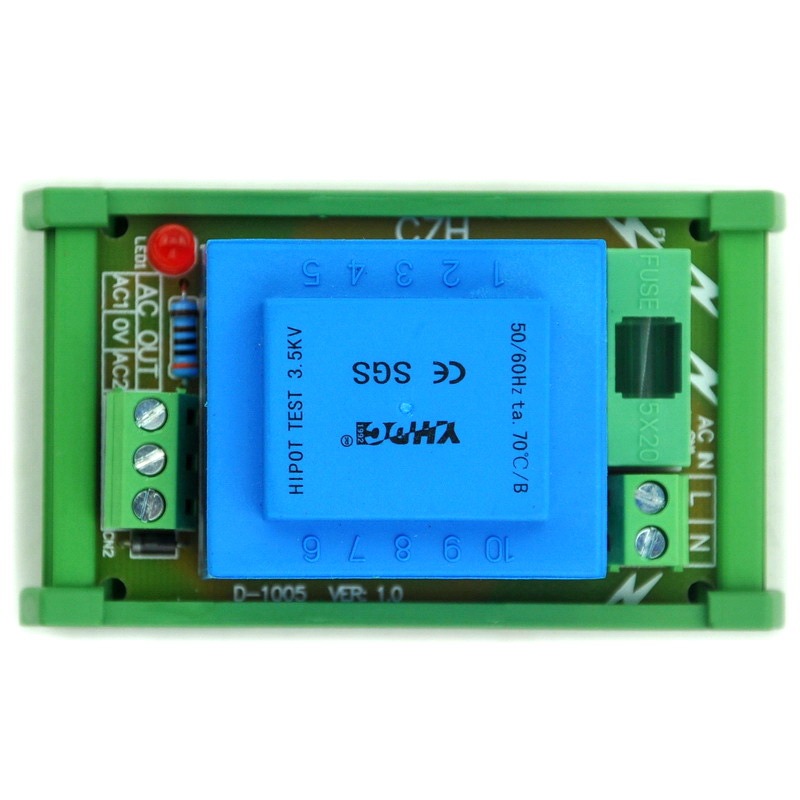 CZH P 115VAC, S 2x 15VAC, 5VA DIN Rail Mount Power Transformer Module,D-1005T/H.