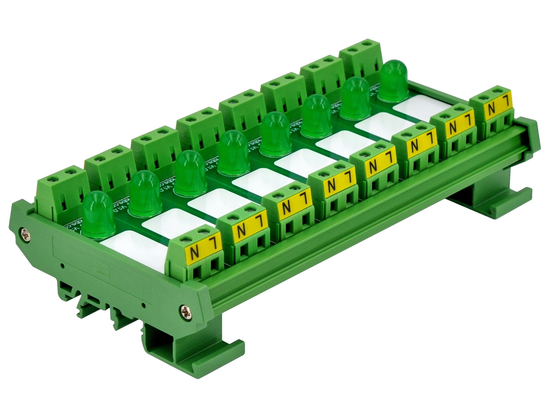 DIN Rail Mount AC 60-280V 8 Channel Green 10mm LED Indicator Light Module
