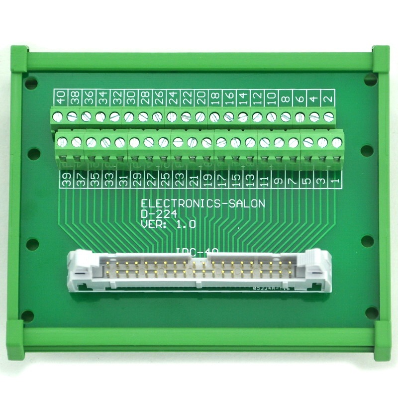 ELECTRONICS-SALON IDC-40 DIN Rail Mounted Interface Module, Breakout Board, Terminal Block.