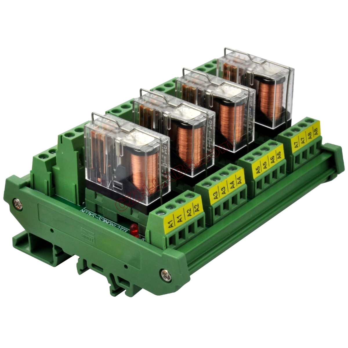 DIN Rail Mount AC/DC 12V Control 4 DPDT 5Amp Pluggable Power Relay Interface Module.