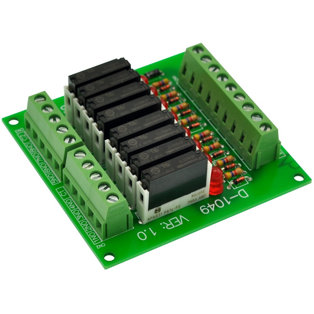 CZH-LABS Slim Panel Mount DC12V Sink/NPN 8 SPST-NO 5A Power Relay Module, APAN3112