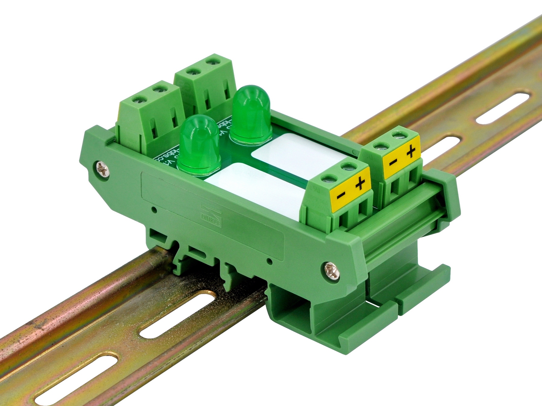 DIN Rail Mount DC 5-32V 2 Channel Green 10mm LED Indicator Light Module