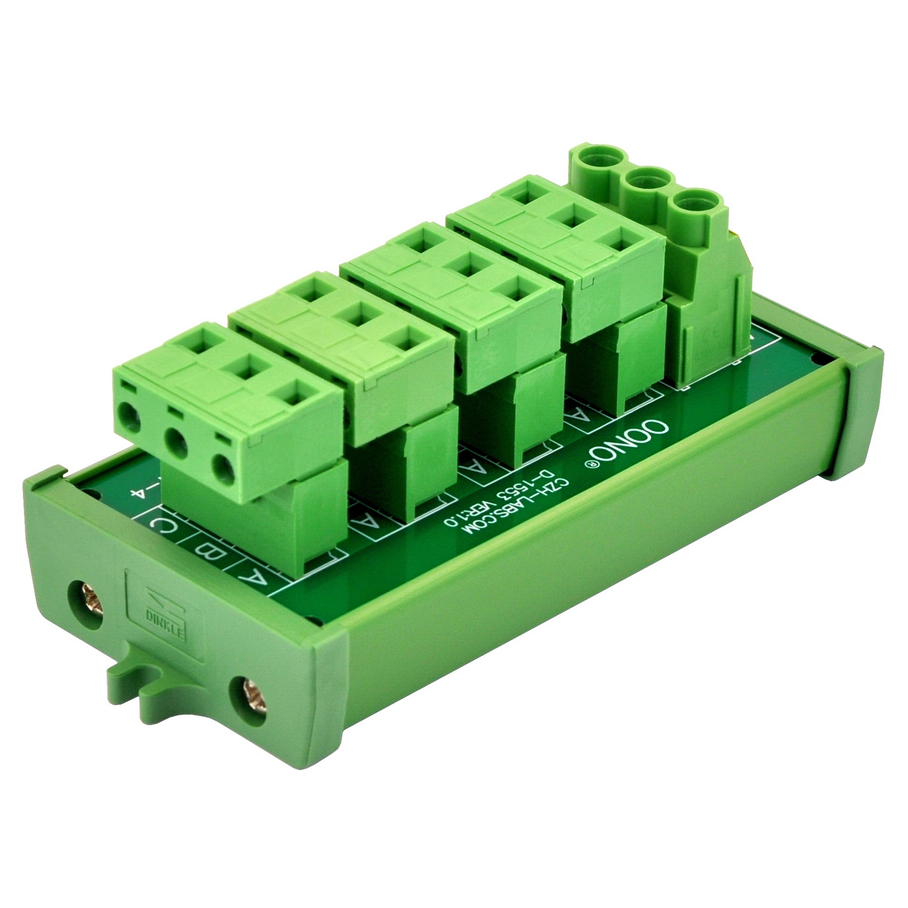 Screw Mount 30A/300V 4x3 Position Pluggable Terminal Block Distribution Module, OONO D-1553P