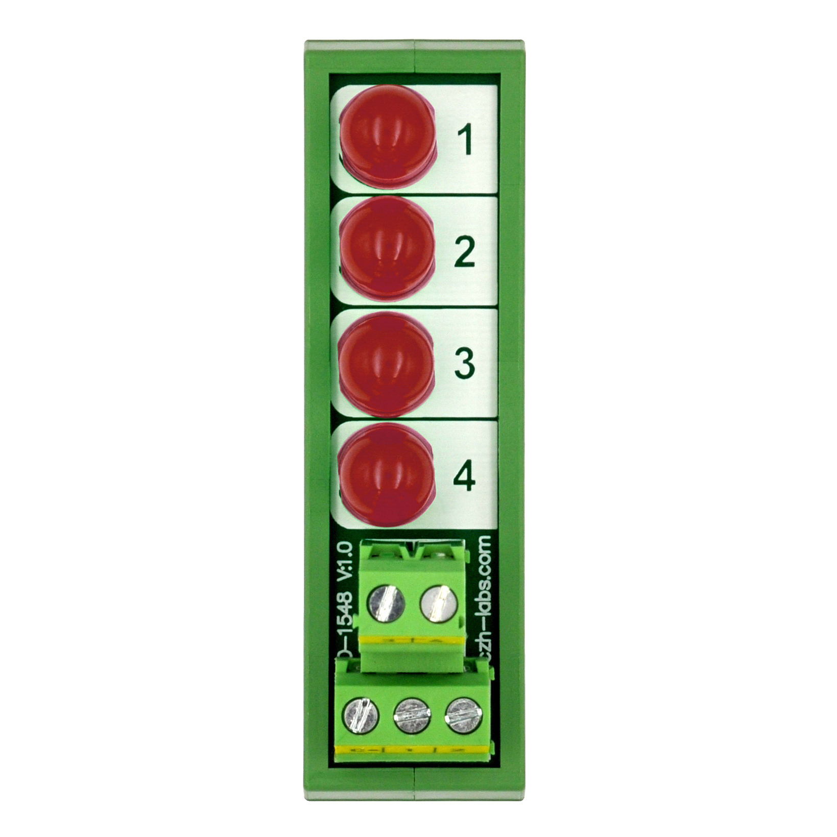 DIN Rail Mount DC 5-32V Common Negative 4 Red 10mm LED Indicator Light Module