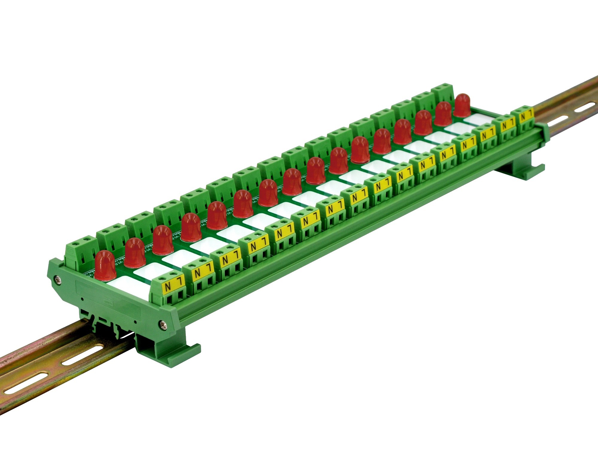DIN Rail Mount AC 60-280V 16 Channel Red 10mm LED Indicator Light Module