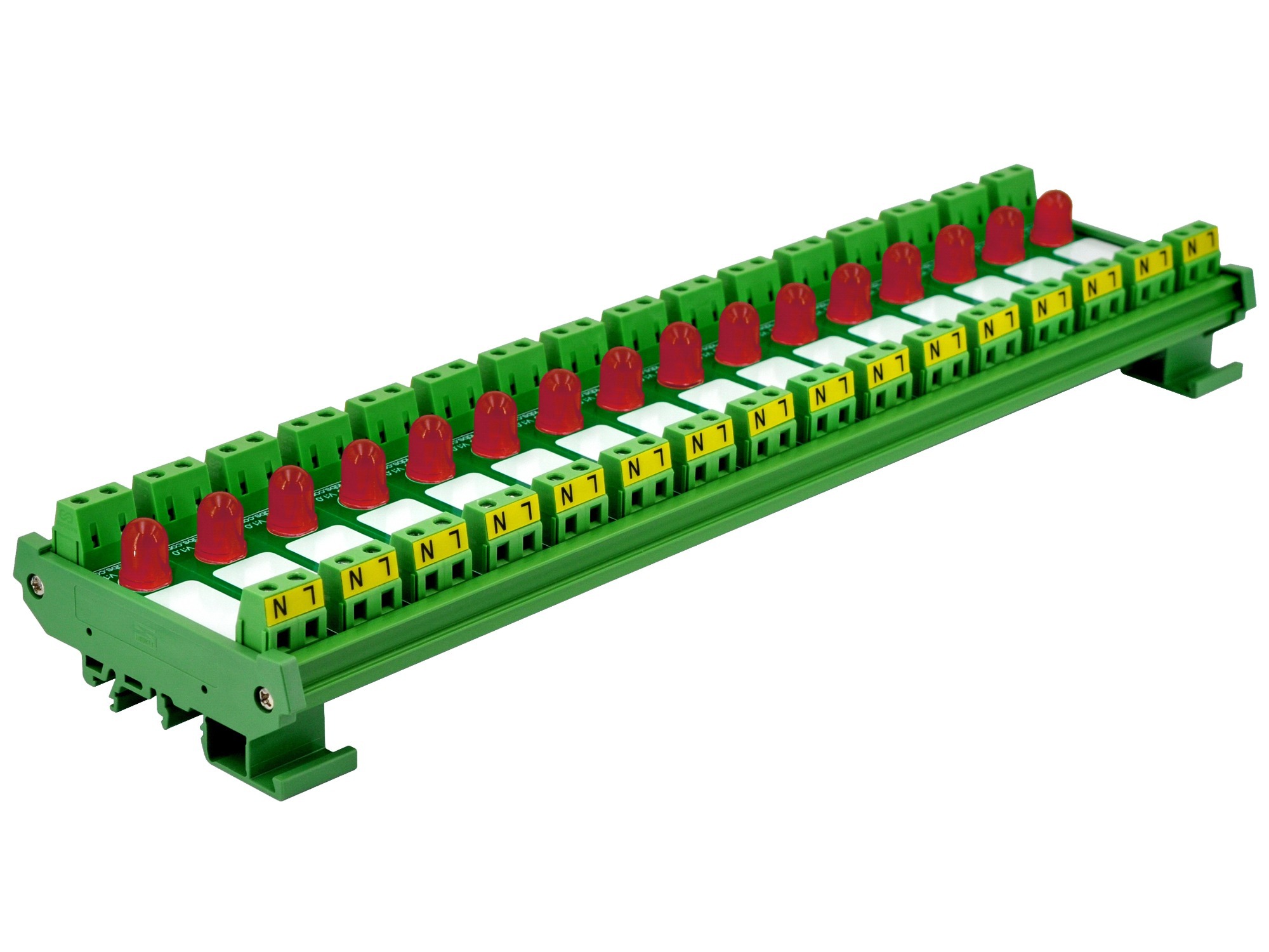 DIN Rail Mount AC 60-280V 16 Channel Red 10mm LED Indicator Light Module