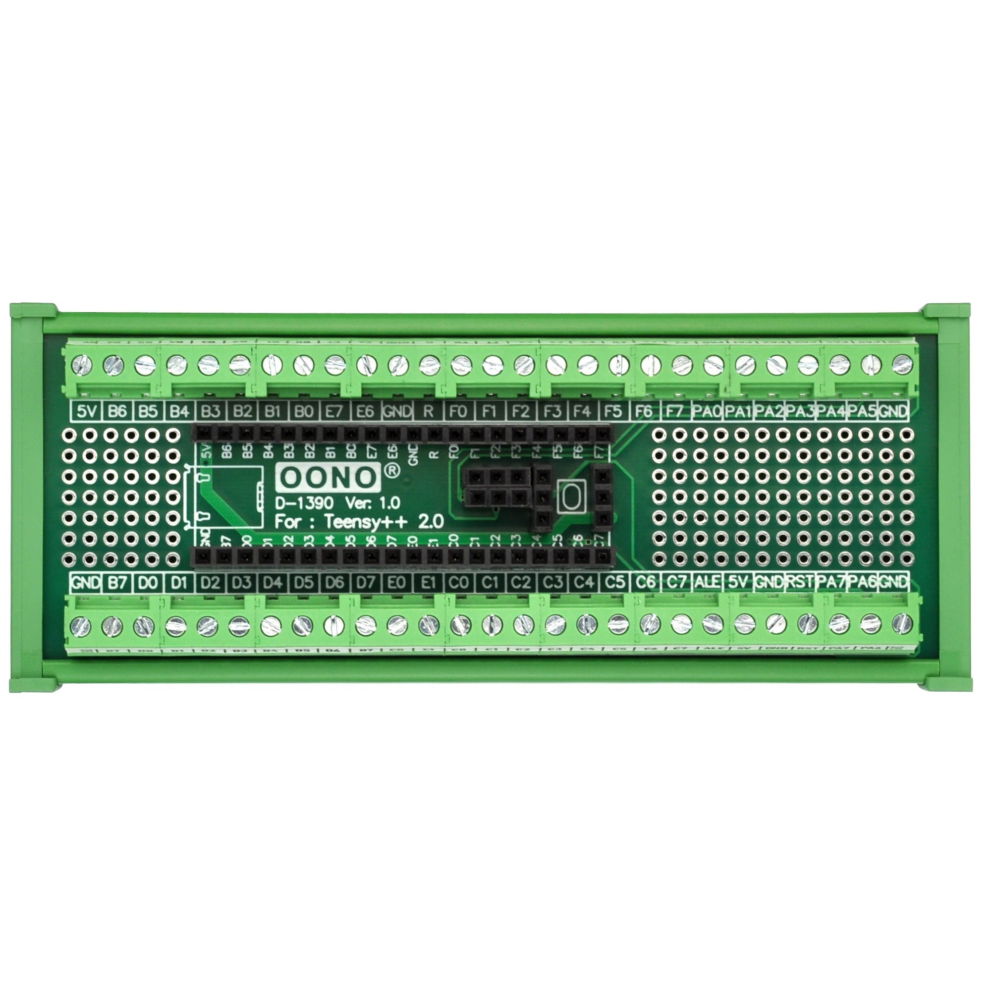 Terminal Block Breakout Board Module for Teensy++ 2.0, DIN Rail Mount Version