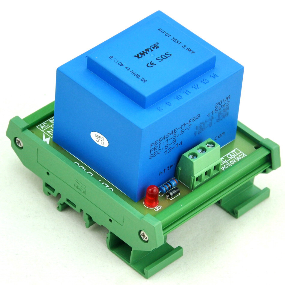 CZH-LABS P 230VAC, S 30VAC, 20VA DIN Rail Mount Power Transformer Module, D-1033T/S, AC30V .
