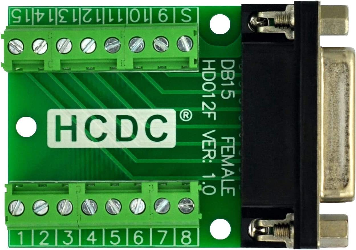 Slim Right Angle D-SUB Header Breakout Board Terminal Block DSUB Connector Module (DB15 Female)