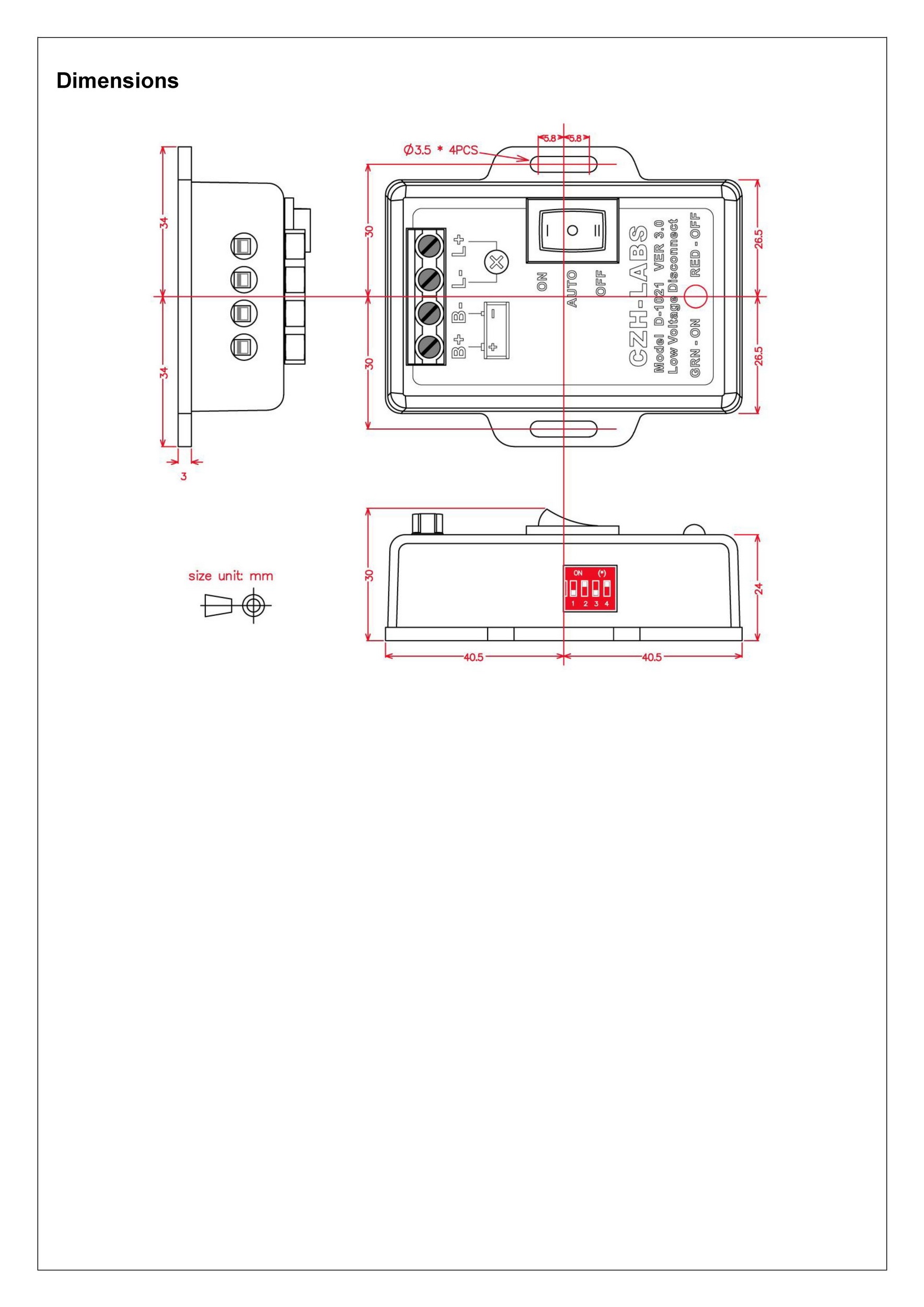 CZH-LABS Low Voltage Disconnect Module LVD, 18V 30A, Protect/Prolong Battery Life.